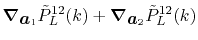 $\displaystyle {\vec\nabla}_{\vec a_1} {\tilde P}^{12}_L(k) + {\vec\nabla}_{\vec a_2} {\tilde P}^{12}_L(k)$